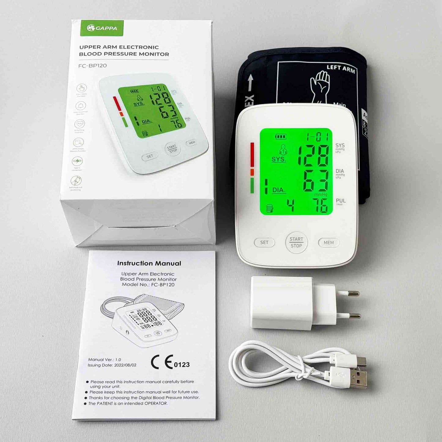 Medidor de Tensão Arterial Eletrónico de Braço GAPPA FC-BP120 pt